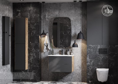 Тумба под раковину AQUATON Сохо 75 дуб веллингтон, графит софт 1A258101AJA00 фото в интернет-магазине Русалия