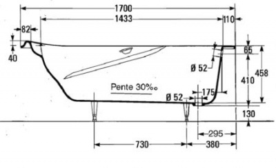 Чугунная ванна JACOB DELAFON ADAGIO E2910 170х80 с отверстиями под ручки фото в интернет-магазине Русалия