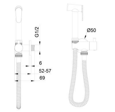 Смеситель с гигиеническим душем встраиваемый WONZON & WOGHAND, Хром (WW-88809903-CR) фото в интернет-магазине Русалия