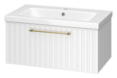 Тумба Alicante 80 подвесная (белая) с раковиной Днепрокерамика Этна 80 Brevita фото в интернет-магазине Русалия