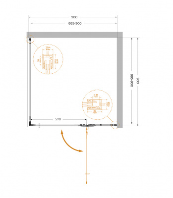 Душевой уголок Cezares LINER-A-1-90-C-BORO-R фото в интернет-магазине Русалия