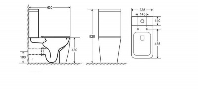 Унитаз CHIKA напольный безободковый высокий Ceruttispa CT8708 (620х385х920) фото в интернет-магазине Русалия