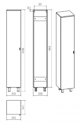 Шкаф - пенал Дива 35 левый П-Див05035-013ПрЛ Misty фото в интернет-магазине Русалия