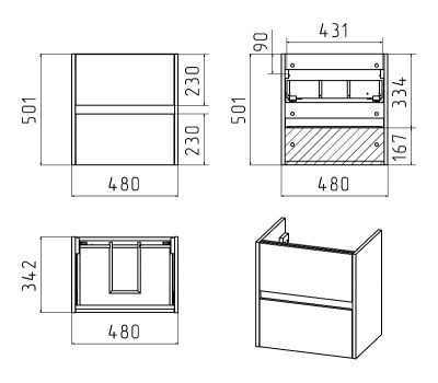 Тумба Алиса 50 подвесная с раковиной Misty Алиса 50 Misty фото в интернет-магазине Русалия