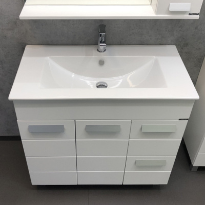 COMFORTY. Тумба-умывальник "Модена М-90" белая матовая  с раковиной Quadro 90 фото в интернет-магазине Русалия