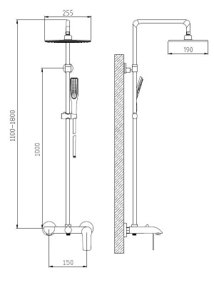 Душевая система ESKO со смесителем (ST200Black) фото в интернет-магазине Русалия