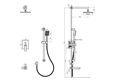 Встроенная душевая система RUSH Thira (TR3635-60Grey) фото в интернет-магазине Русалия