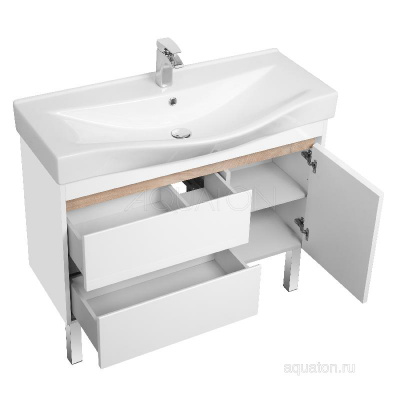 Тумба под раковину AQUATON Нортон 100 белая 1A249001NT010 фото в интернет-магазине Русалия