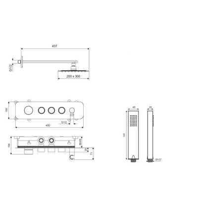 Система для душа скрытого монтажа EXCELLENT Krotos AREX.SET.8036CR (хром) фото в интернет-магазине Русалия