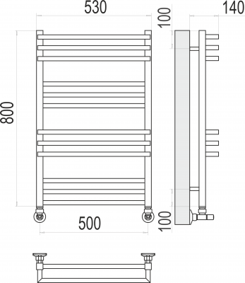 Водяной полотенцесушитель Нойс П12 500х800 4630080268401 Terminus фото в интернет-магазине Русалия