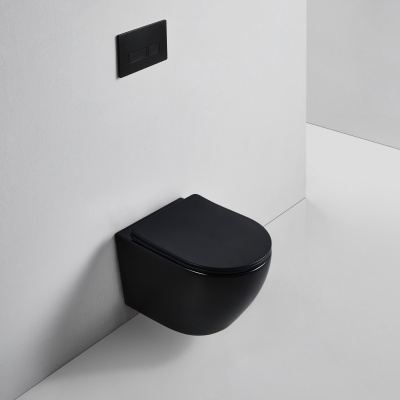 BOND F01-108 Унитаз подвесной безободковый черный с сиденьем с микролифтом фото в интернет-магазине Русалия