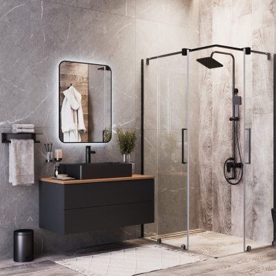 BOND M35ZE-6080 Зеркало прямоугольное Loft 60х80см с подсветкой и черным обрамлением фото в интернет-магазине Русалия