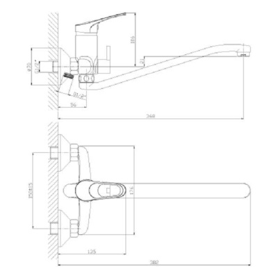 Смеситель для ванны Rossinka A (A35-34) фото в интернет-магазине Русалия