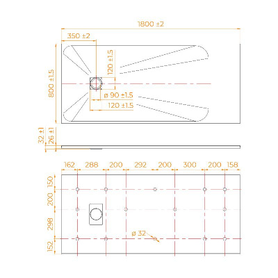 Душевой поддон прямоугольный RGW TSS-W Белый 80x180, стеклокомпозит фото в интернет-магазине Русалия