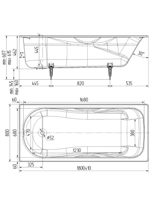 Wotte Comfort 1800х800х445  ванна чугунная (БП-э00д1475) фото в интернет-магазине Русалия