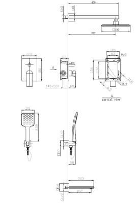 Душевая система ESKO скрытого монтажа 7в1 Squared Chrome (7in1 SQ) фото в интернет-магазине Русалия