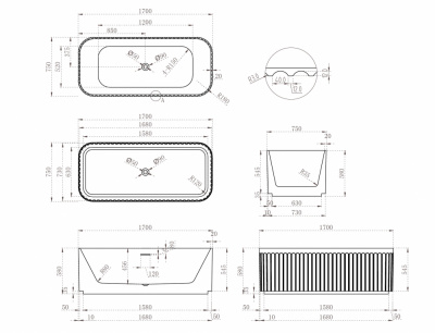 Акриловая ванна ABBER AB9411-1.7 170х75х58 см фото в интернет-магазине Русалия