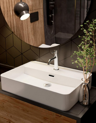 AQM5004 Раковина настольная с отверстием под смеситель. 590х430х120 фото в интернет-магазине Русалия