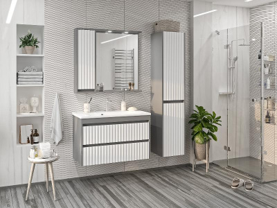 Зеркальный шкаф Balaton 90 левый (комбинированный) BAL-04090-01-01Л Brevita фото в интернет-магазине Русалия