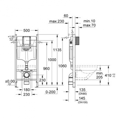 Инсталляция для подвесного унитаза Grohe Rapid SL 38840000 фото в интернет-магазине Русалия
