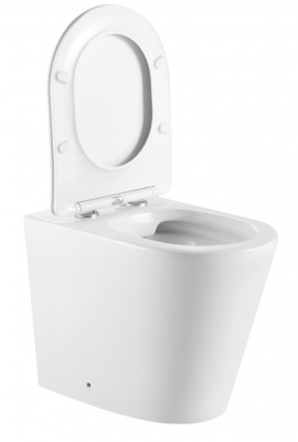 BURGOS ALTO Унитаз приставной безободковый белый, тонкое сиденье дюропласт soft close IBERICA BLANCA фото в интернет-магазине Русалия