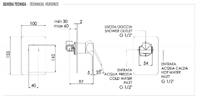 Смеситель для душа Remer Absolute AU30NO, чёрный матовый фото в интернет-магазине Русалия