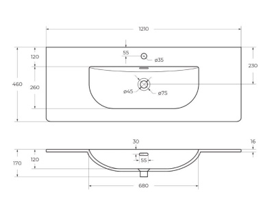 Керамическая раковина BB-8099-120, 1210x460x170 Belbagno фото в интернет-магазине Русалия