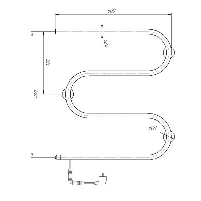 Электрический полотенцесушитель М-образный 600х600 хром DMT 107-25 60x60 EK L Domoterm фото в интернет-магазине Русалия