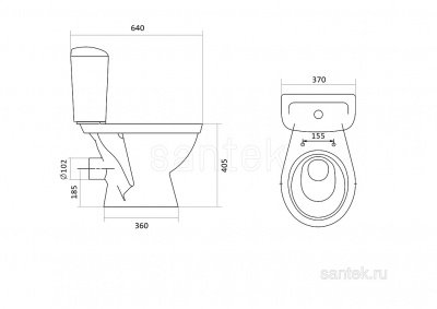 Унитаз - компакт Паллада с сиденьем полипропилен 1WH302371 Santek фото в интернет-магазине Русалия