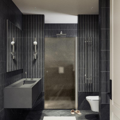 Душевая дверь на монопетле 1980*600 Стекло 6 мм Бронза матовая MGD-811-5 Maybah Glass фото в интернет-магазине Русалия