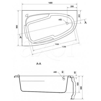 Ванна акриловая Joanna 140х90 левая P-WA-JOANNA*140-L Cersanit фото в интернет-магазине Русалия