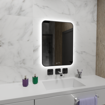 Зеркало для ванной прямоугольное GRYNING 600х800 OWLM200306 черный пескоструй OWL фото в интернет-магазине Русалия