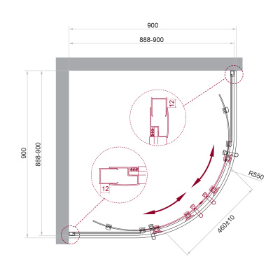 Душевой уголок BelBagno UNO-195-R-2-90-C-Cr фото в интернет-магазине Русалия