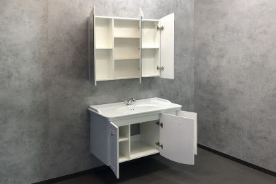 COMFORTY. Зеркало-шкаф "Палини-100" белый глянец фото в интернет-магазине Русалия