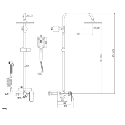 Душевая система с биде Savol S-600708D, хром фото в интернет-магазине Русалия