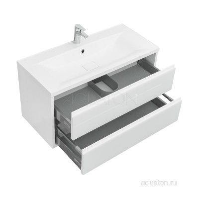 Тумба под раковину AQUATON Римини 100 белый глянец 1A232801RN010 NEW фото в интернет-магазине Русалия