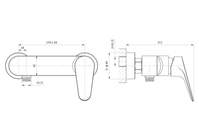 Смеситель для душа WONZON & WOGHAND BALANCE, Хром (WW-054101-CR) фото в интернет-магазине Русалия