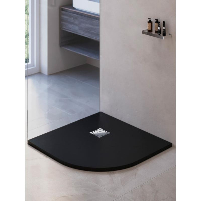 Каменный душевой поддон полукруглый RGW ST/R-G Графит  1000x1000 фото в интернет-магазине Русалия