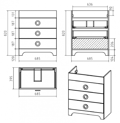 Тумба Лейла 70 с раковиной Misty EVVA 70 Misty фото в интернет-магазине Русалия