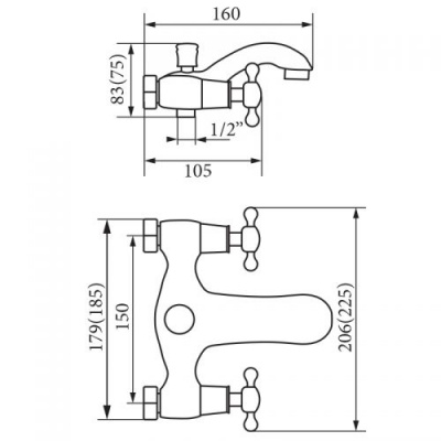 Смеситель для ванны Agatha Bronzo VR.AGT-3702.BR Veragio фото в интернет-магазине Русалия