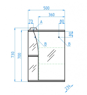Зеркало-шкаф Виола 50/С Эко Стандарт Style Line фото в интернет-магазине Русалия