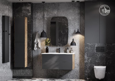 Тумба под раковину AQUATON Сохо 100 дуб веллингтон, графит софт 1A258201AJA00 фото в интернет-магазине Русалия