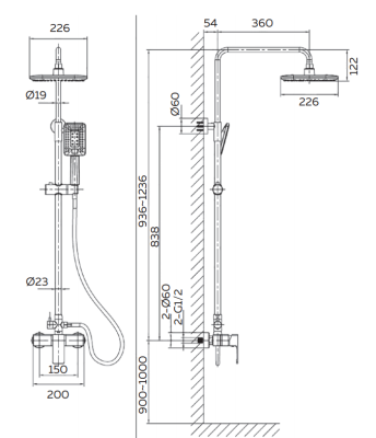 Душевая система AltroBagno Lamberto 030103 MB AltroBagnoLamberto030103MB фото в интернет-магазине Русалия