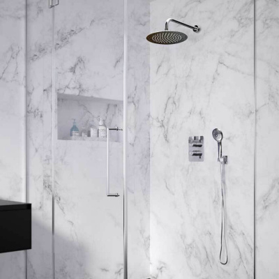 Встраиваемая термостатическая душевая система с тропическим душем и душевым комплектом BLAUTHERM 948712RM250 Ramon Soler фото в интернет-магазине Русалия