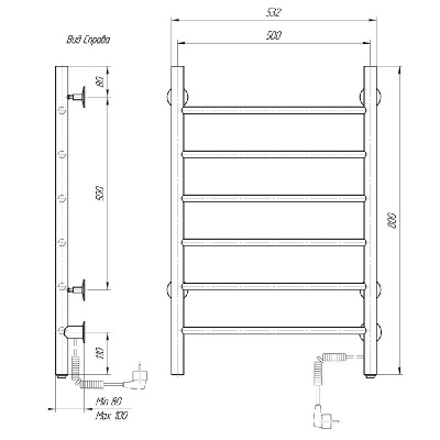 Электрический полотенцесушитель Классик белый DMT 109-6 50х80 БЕЛ EK R фото в интернет-магазине Русалия