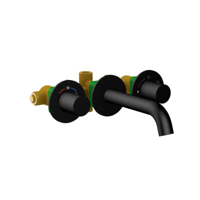 Смеситель для раковины встроенный с термостатом Timo Saona черный (2381/03SM) фото в интернет-магазине Русалия