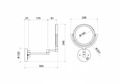 Зеркало косметическое настенное с подсветкой 5х AQUATEK AQ4915CR фото в интернет-магазине Русалия