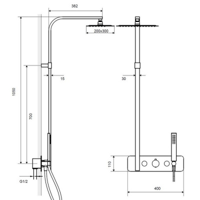 Термостатическая душевая система скрытого монтажа EXCELLENT Rain Krotos AREX.8081CR (хром) фото в интернет-магазине Русалия