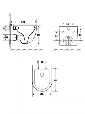 AQM2006 Унитаз подвесной с сиденьем SoftClose, технология смыва Rimless, скрытый крепеж. 520х360х410 AQUAme фото в интернет-магазине Русалия