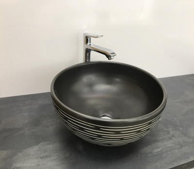 Раковина накладная круглая черная MNC J2072 CeramaLux фото в интернет-магазине Русалия